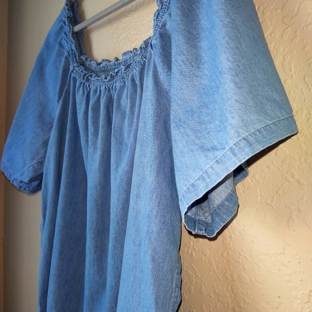 Gap Relaxed Denim Square neck Top size XL - Picture 6 of 10